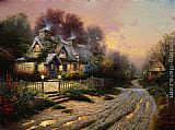Teacups Paintings - Teacup Cottage by Thomas Kinkade